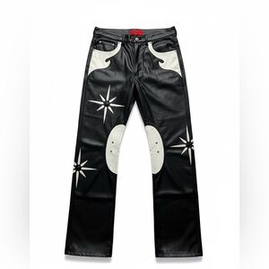 Black and White Leather Pants